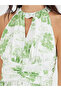 Floral Print Halter Neck A-Line Maxi Dress with Keyhole Detail - 4