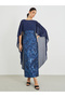 Jacquard Chiffon Cape Sleeve Cape Maxi Dress - 2