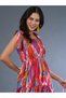 Women All-Over Print Tie-Up Sleeve A-Line Midi Dress - 5