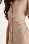 Women's Beige Draped Side Midi Length V-Neck Wrap Dress 25-074 60283431 - 5