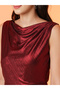 Women Red Plain Cowl Neck Sheath Midi Dress - 4