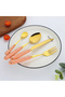24-Piece Stainless Steel Cutlery Set With Stand Gold/Pink - 6