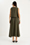 Women's Khaki Thick Strap Blouse Elastic Waist Skirt Modal Set 60283447 - 6