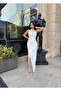Women's Imported Crepe Fabric Neck and Chest Stone Embroidered Slit Lined Special Design Dress - 5