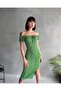 Summer Flower Pattern Watermelon Sleeve Slit Detail Dress - 4