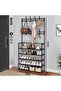 5 Layers Multi Layered Shoe Rack Floor to Floor Integrated Multi-Functional Clothes Rack Door Storag - 2