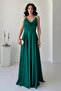 Green Chain Strap Chest Draped Evening Dress