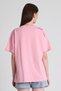 Pink Shoulder Text Printed 100% Cotton Oversize T-Shirt 2150-30m - 5