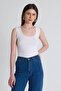 White U-Neck Lace Detailed Thick Strap Undershirt 3602