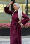 Women's Spanish Sleeve Tie Detailed Dress - Burgundy - 2