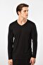 Men's V-Neck Longsleeve Pajama Suit, 50% Modal, 50% Cotton Bottom Sleepwear Is Pocket - 3