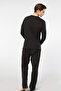 Men's V-Neck Longsleeve Pajama Suit, 50% Modal, 50% Cotton Bottom Sleepwear Is Pocket - 2