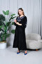 Women's Embroidered Plus Size Long Viscose Dress Black - 3