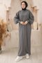Balloon Sleeve Knitwear Dress Smoked Hm2522 - 7