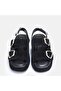 Large Size Women's Khaki Leather Sandals 41-42-43-44-45 Black Suede - 3