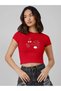 Women's Cherry Croissant Printed Baby Tee Crop T-Shirt