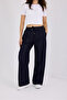 Elastic Waist Drawstring Straight Leg Relaxed Fit Summer Fabric Women's Jean Trousers - 2
