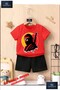 Kids Unisex “Samurai Masked Head“ Custom Printed Crew Neck T-Shirt - Shorts Set