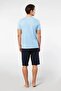 V-Neck T-Shirt and Pocket Bermuda Shorts Set, 50% Cotton 50% Modal - 3