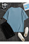 Jupiter and Little Stars Printed Cotton Unisex Light Blue T-Shirt-Black Shorts Set - 2