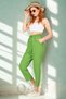 Women's High Waist Slim Trench Summer Elastic Waist Lace-Up Green Trousers