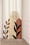 Leaf Bohemian Minimalist Beige Cream Patterned Special Design Digital Printed (Single Wing) Modern Background Curtain