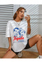 Women's White Tequila Oversize Loose Cut T-Shirt Simple Crew Neck Cotton Summer Plain Basic - 2