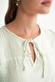 4715 Women's Tie Collar Short Sleeve Muslin Blouse Sage - 5