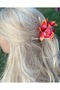 Trend Exotic Artificial Lilies Orchid Flower Transparent Hasp Buckle Transition Red - 2