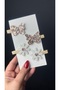 Powder Pink Glittery Butterfly Daisy Clip Buckle Set (Metal Clips Are Half Ribbon Covered) - 3