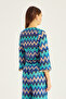 Turquoise Patterned Double Breasted Blouse - 2