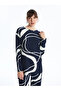 Lcwaikiki Basic Navy Blue Bicycle Neck Print Long Sleeve Women's Tunic - 2
