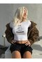 - Women's Short Sleeve Crop Tshirt Printed Shopaholic Cotton Combed Fabric