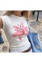 - Women's Short Sleeve Crop Tshirt Printed  Fou Cotton Combed Fabric