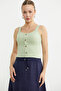 Ribbed Button Detailed Basic Undershirt - Green - 3