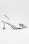 Women's Bow Heeled Shoes Silver Metallic - 2