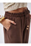Accessory Detail Linen Dark Brown Trousers - 4