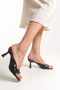 Women's Black Helmet Heeled Slippers - 4