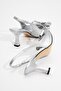 Women's Bow Heeled Shoes Silver Metallic - 4