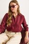 Women's Burgundy Transparent Striped Regular Fit Flowing Shirt Gml-19001334