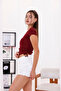 Burgundy Side Gathered Camisole Crop T-Shirt – Body-Fitting Summer Model - 2