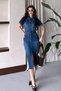 Women's Slit Pocket Detail Denim Dress Nbnp005