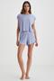 Women's Comfortable Home Wear Set – Summer Model with Indigo Shorts C8T5N49