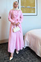 Shirt Collar Tie Poplin Fabric Hijab Dress-Powder Pink - 2