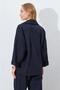 Women's Black Deep V-Neck Elbow Sleeve Casual Shirt - 6