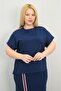 Women's Plus Size Short Sleeve Stripe Skirt Suit 8204-25 - 6