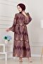 Balloon Sleeve Satin Adel Dress-Purple - 3