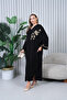 Women's Embroidered Plus Size Viscose Long Dress Black - 5