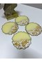 Gold Foil Wavy Round Epoxy Coaster Set – Set of 4 Cream Color Decorative Design