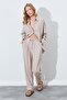 Women's Dark Beige Elastic Waist Carrot Cut Linen Trousers - 3